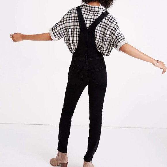 Madewell Womens Size small Skinny Black Lunar Wash Denim Overalls $148 - Picture 8 of 9